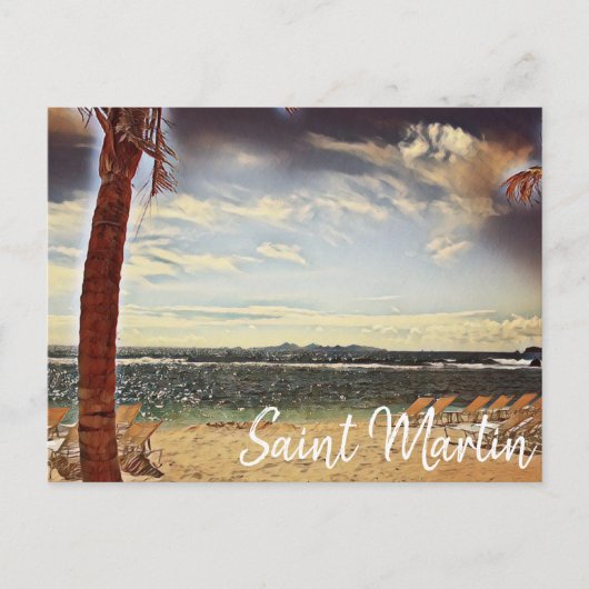 Saint Martin ST. Maarten Waterverf Art Briefkaart (Voorkant)