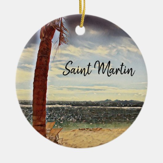 Saint Martin ST. Maarten Waterverf Art Keramisch Ornament (Voorkant)