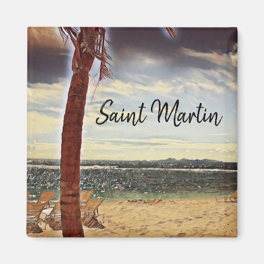 Saint Martin ST. Maarten Waterverf Art Magneet (Voorkant)