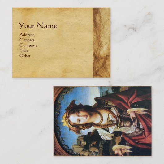 SAINT MARY MAGDALENE, Antiek perkament Visitekaartje (Voorkant / Achterkant)