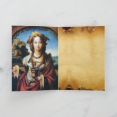 SAINT MARY MAGDALENE, bruin perkament Feestdagen Kaart (Binnen)