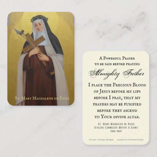 Saint Mary Magdalene De Pazzi Katholieke Heilige P Plaatskaartje (Voorkant / Achterkant)