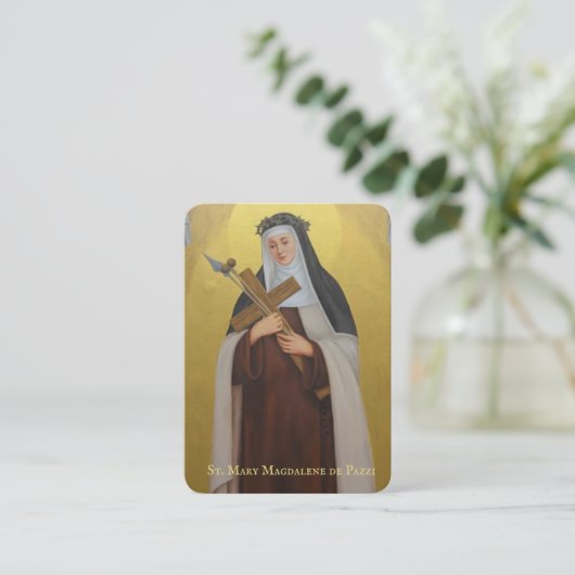 Saint Mary Magdalene De Pazzi Katholieke Heilige P Plaatskaartje (Staand voorkant)