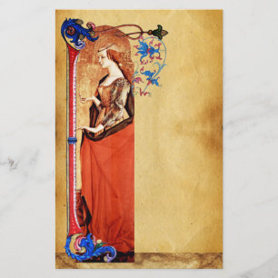 SAINT MARY MAGDALENE FLORENTINE FLORAL PARCHMENT BRIEFPAPIER
