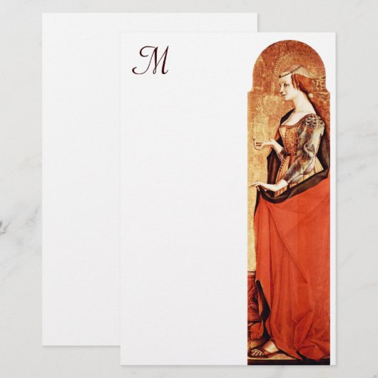 SAINT MARY MAGDALENE MONOGRAM Goud, Rood, Wit Briefpapier (Voorkant / Achterkant)