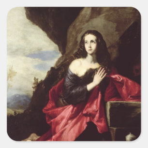 Saint Mary Magdalene of St. Thais in de woestijn Vierkante Sticker