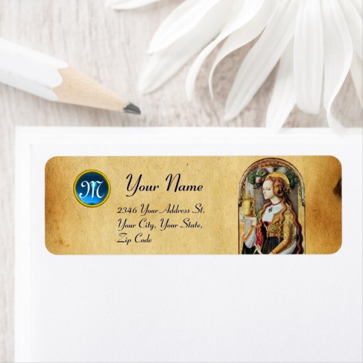 SAINT MARY MAGDALENE Parchment Gemstone Monogram Etiket (Insitu)
