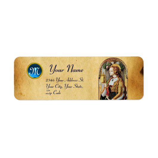SAINT MARY MAGDALENE Parchment Gemstone Monogram Etiket (Voorkant)