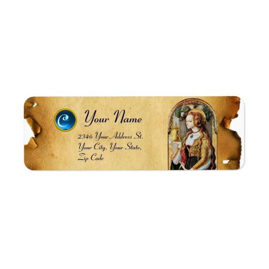 SAINT MARY MAGDALENE Parchment Gemstone Monogram Etiket (Voorkant)