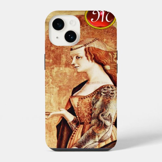 SAINT MARY MAGDALENE Parchment Ruby Gem Monogram iPhone Hoesje (Achterkant)