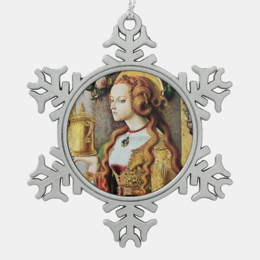 SAINT MARY MAGDALENE TIN SNEEUWVLOK ORNAMENT (Voorkant)