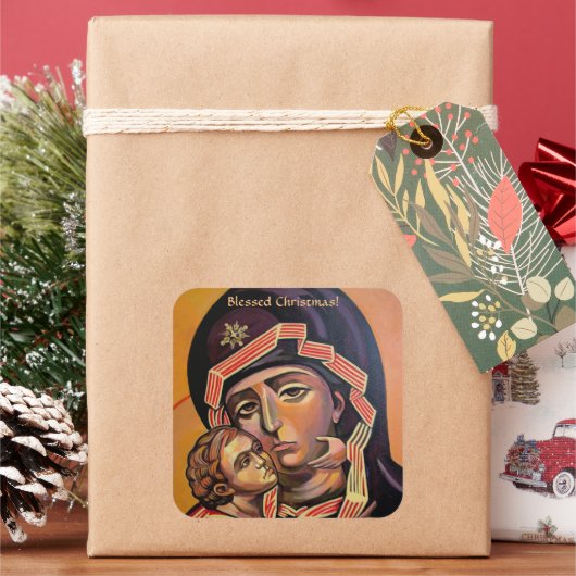 Saint Mary Teotokos Vierkante Sticker (Feestdagen)