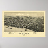Saint Mary's, WV Panoramic Map - 1895 Poster (Voorkant)