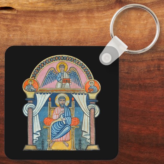 Saint Matthew middeleeuws manuscript kunst Sleutelhanger (Achterkant)