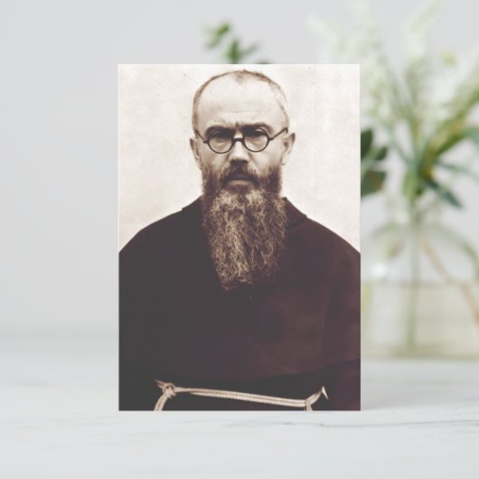 Saint Maximilian Kolbe Poolse katholieke priester Bedankkaart (Staand voorkant)