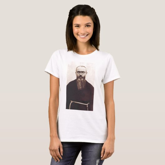 Saint Maximilian Kolbe Poolse katholieke priester T-shirt (Voorkant volledig)