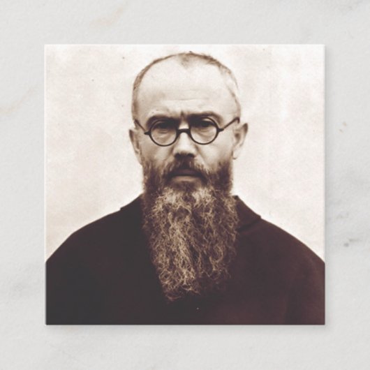 Saint Maximilian Kolbe Poolse katholieke priester Vierkante Visitekaartje (Voorkant)