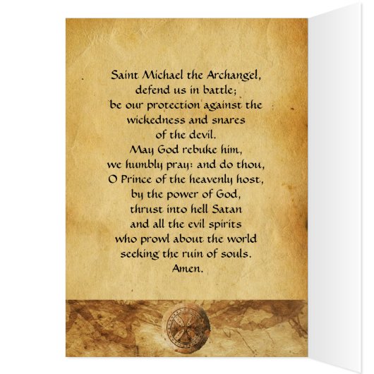 SAINT MICHAEL ARCHANGEL MET DRAGON Prayer (Binnen (Links))