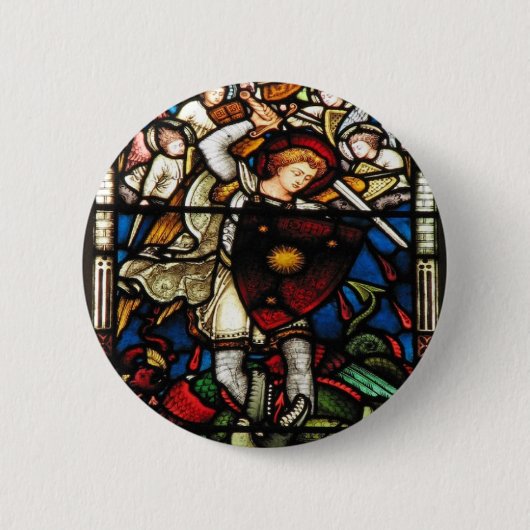 SAINT MICHAEL ARCHANGEL RONDE BUTTON 5,7 CM (Voorkant)