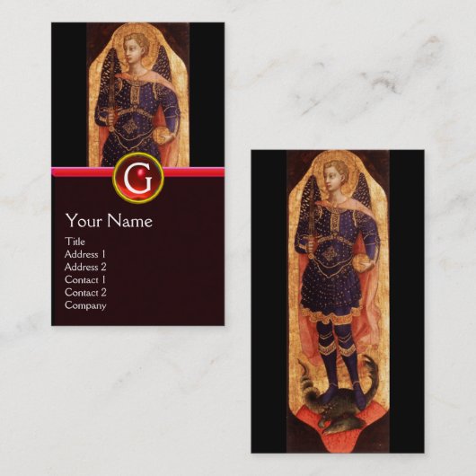 SAINT MICHAEL DE ARCHANGEL MET DRAGON MONOGRAM VISITEKAARTJE (Voorkant / Achterkant)