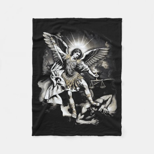 Saint Michael Defeating Satan Archangel Warrior  Fleece Deken (Voorkant)