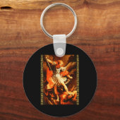 Saint Michael Defeating Satan Archangel Warrior Sleutelhanger (Voorkant)