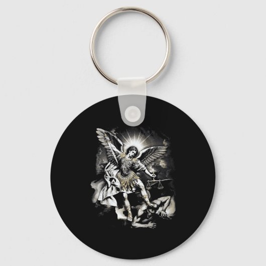 Saint Michael Defeating Satan Archangel Warrior  Sleutelhanger (Voorkant)