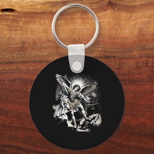 Saint Michael Defeating Satan Archangel Warrior  Sleutelhanger (Voorkant)