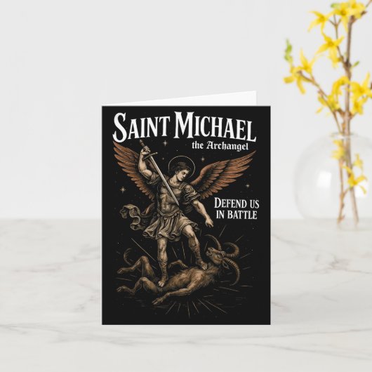 Saint Michael Defend Us In Battle Archangel Christ Kaart (Gele Bloem)
