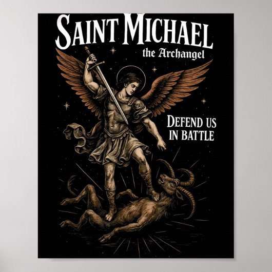 Saint Michael Defend Us In Battle Archangel Christ Poster (Voorkant)