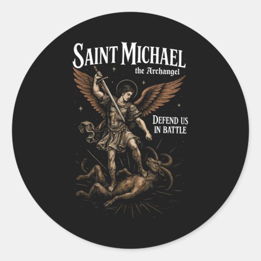 Saint Michael Defend Us In Battle Archangel Christ Ronde Sticker (Voorkant)