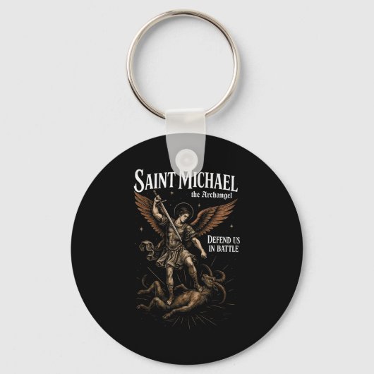 Saint Michael Defend Us In Battle Archangel Christ Sleutelhanger (Voorkant)