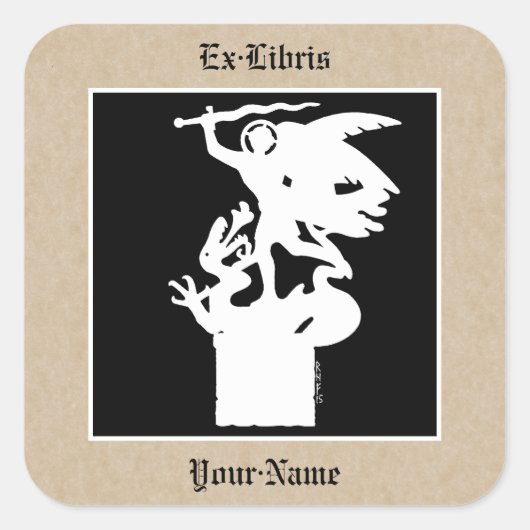 Saint Michael en de draak (in het wit) Vierkante Sticker (Voorkant)