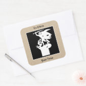 Saint Michael en de draak (in het wit) Vierkante Sticker (Envelop)