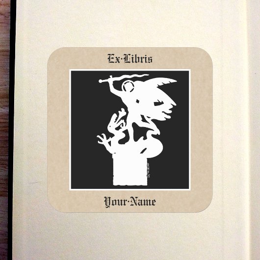 Saint Michael en de draak (in het wit) Vierkante Sticker