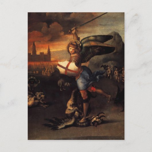 Saint Michael en de Dragon Briefkaart (Voorkant)