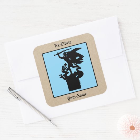 Saint Michael en Dragon Bookplate Vierkante Sticker (Envelop)