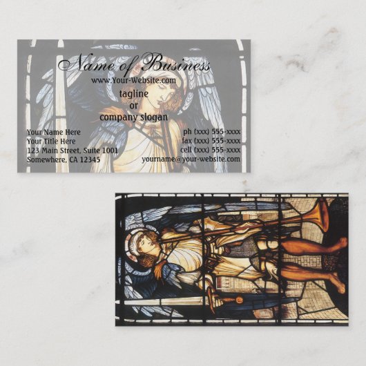 Saint Michael (gekleurd glas) van Burne Jones Visitekaartje (Voorkant / Achterkant)