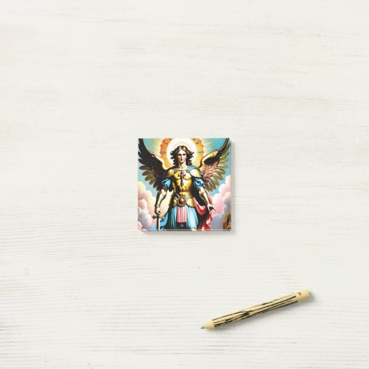 Saint Michael Post-it merkt op Post-it® Notes (Op bureau)