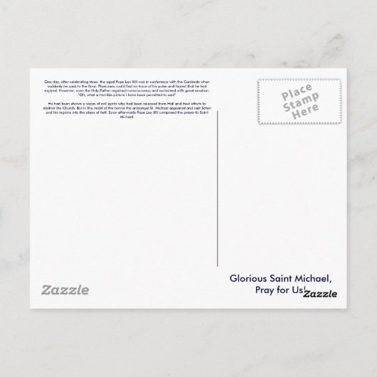 Saint Michael Prayer briefkaart (Achterkant)
