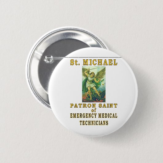 SAINT MICHAEL RONDE BUTTON 5,7 CM (Voorkant /achterkant)