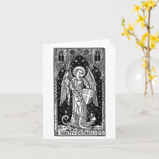 Saint Michael The Archangel Defeating Satan Christ Kaart (Gele Bloem)