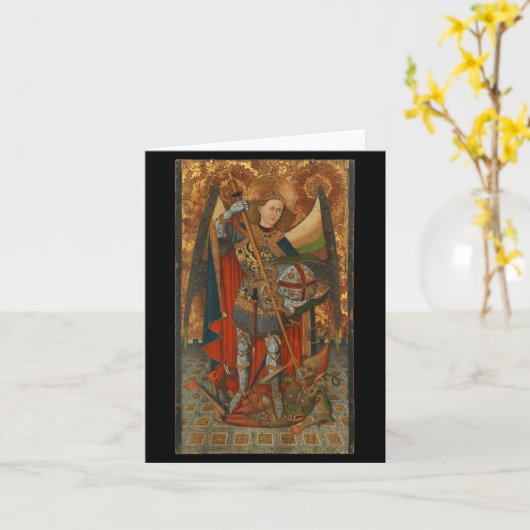 Saint Michael The Archangel Defeating Satan Christ Kaart (Gele Bloem)