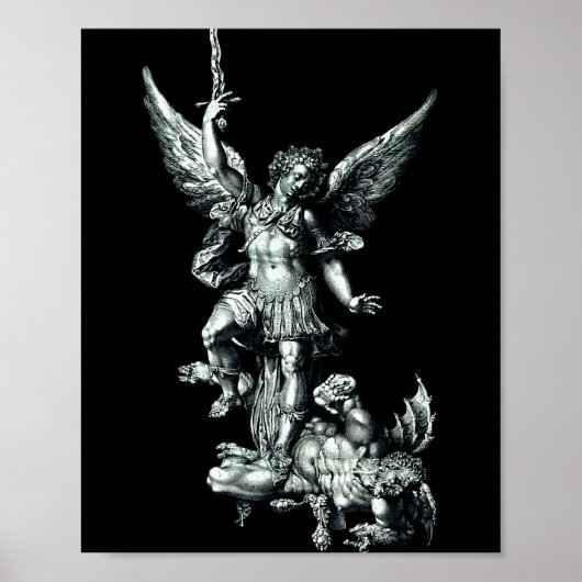 Saint Michael The Archangel Defeating Satan Christ Poster (Voorkant)