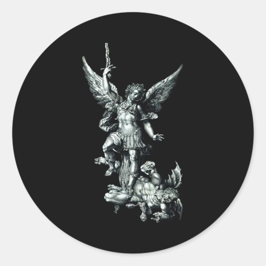 Saint Michael The Archangel Defeating Satan Christ Ronde Sticker (Voorkant)