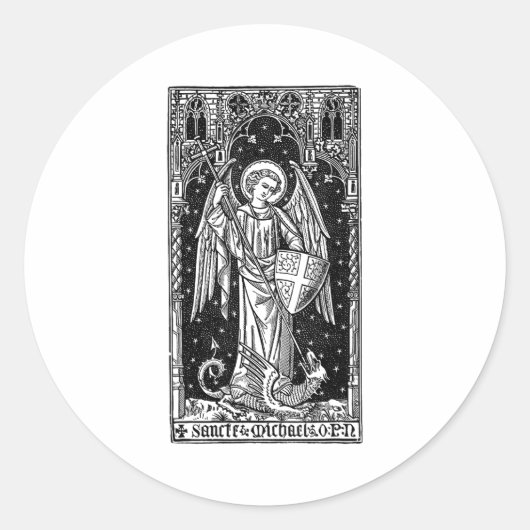 Saint Michael The Archangel Defeating Satan Christ Ronde Sticker (Voorkant)