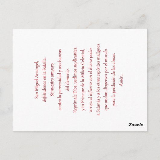 Saint Michael the Archangel Prayer Kaart (Achterkant)