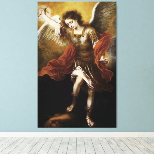 Saint Michael van Murillo Canvas Afdruk (Insitu (Houten vloer))