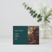 SAINT MICHAEL VANGUISHING SATAN, bruin groen Visitekaartje (Staand voorkant)