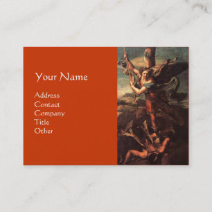 SAINT MICHAEL VANGUISHING SATAN, bruin sinaasappel Visitekaartje